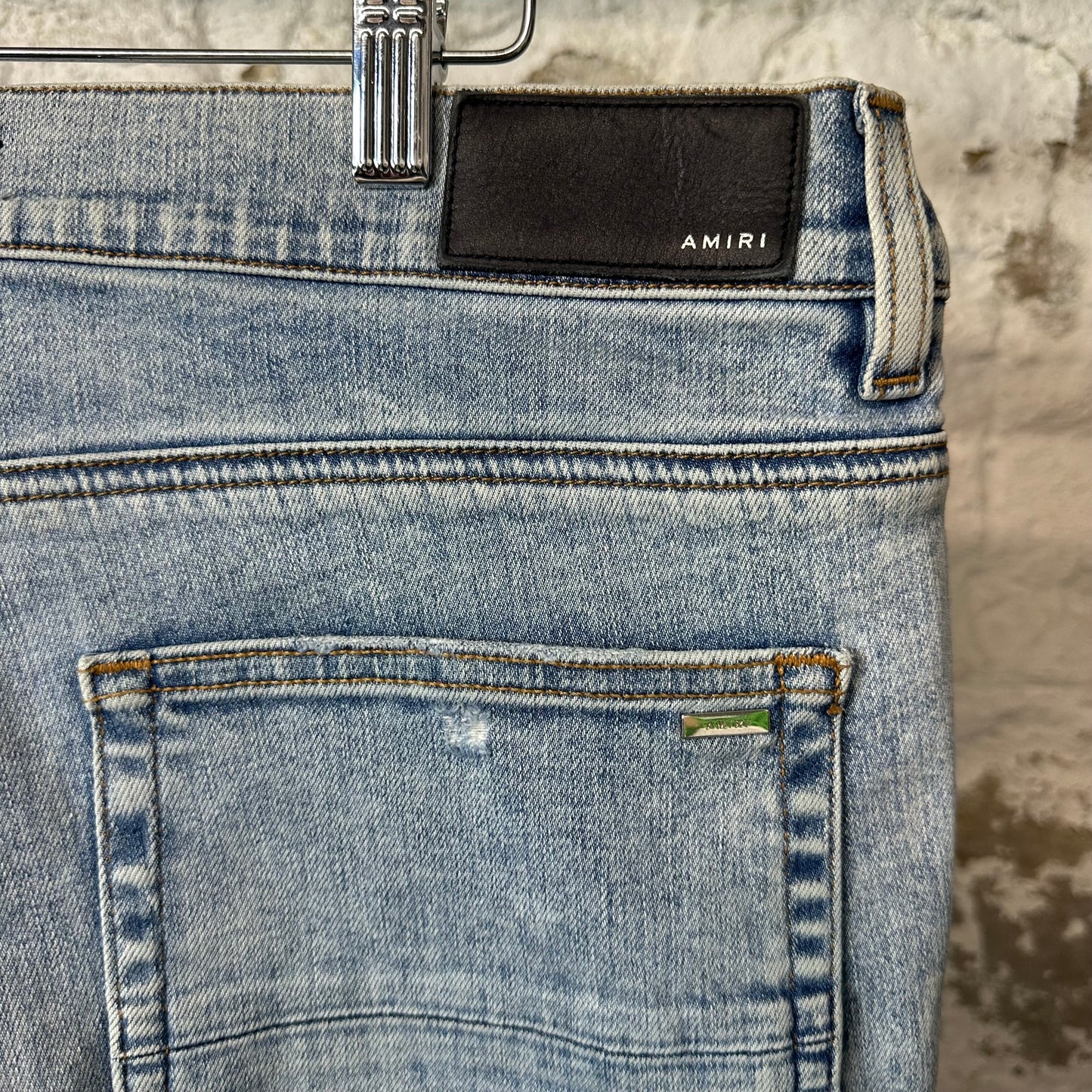 Amiri MX1 Crystal Patch Blue Denim Jeans Sz 36