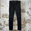 Amiri MX1 Black Leather Black Denim Jeans Sz 32