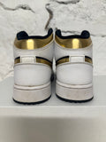 Air Jordan 1 Mid White Black Gold Sz 5.5Y