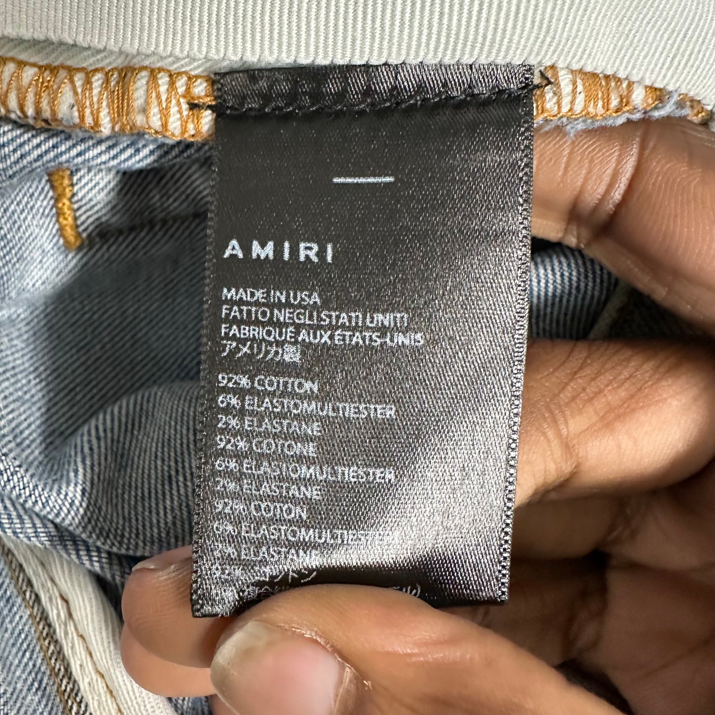 Amiri MX1 Crystal Patch Washed Blue Denim Jeans Sz 29