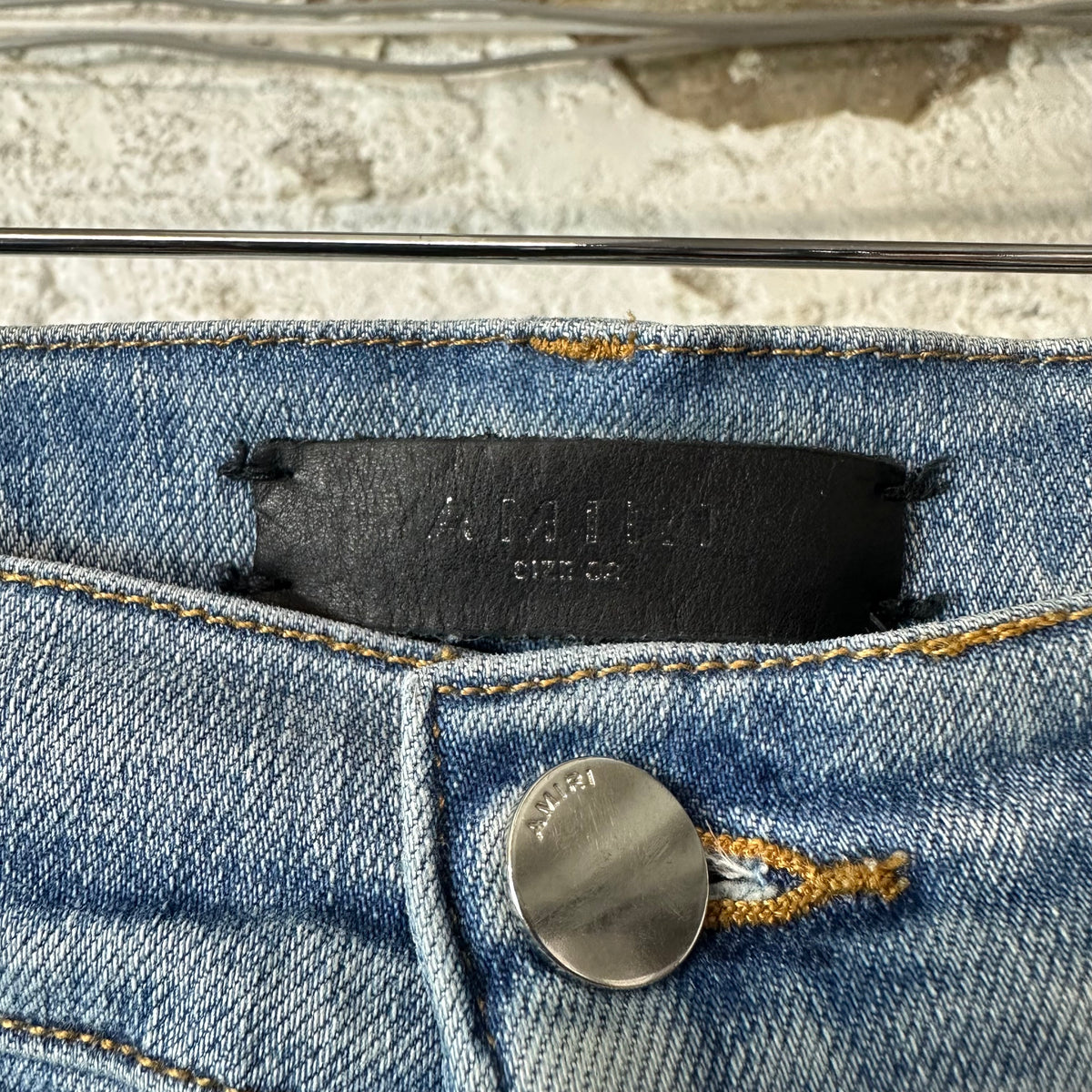 Amiri Purple Suede Core Logo Blue Denim Jeans Sz 32