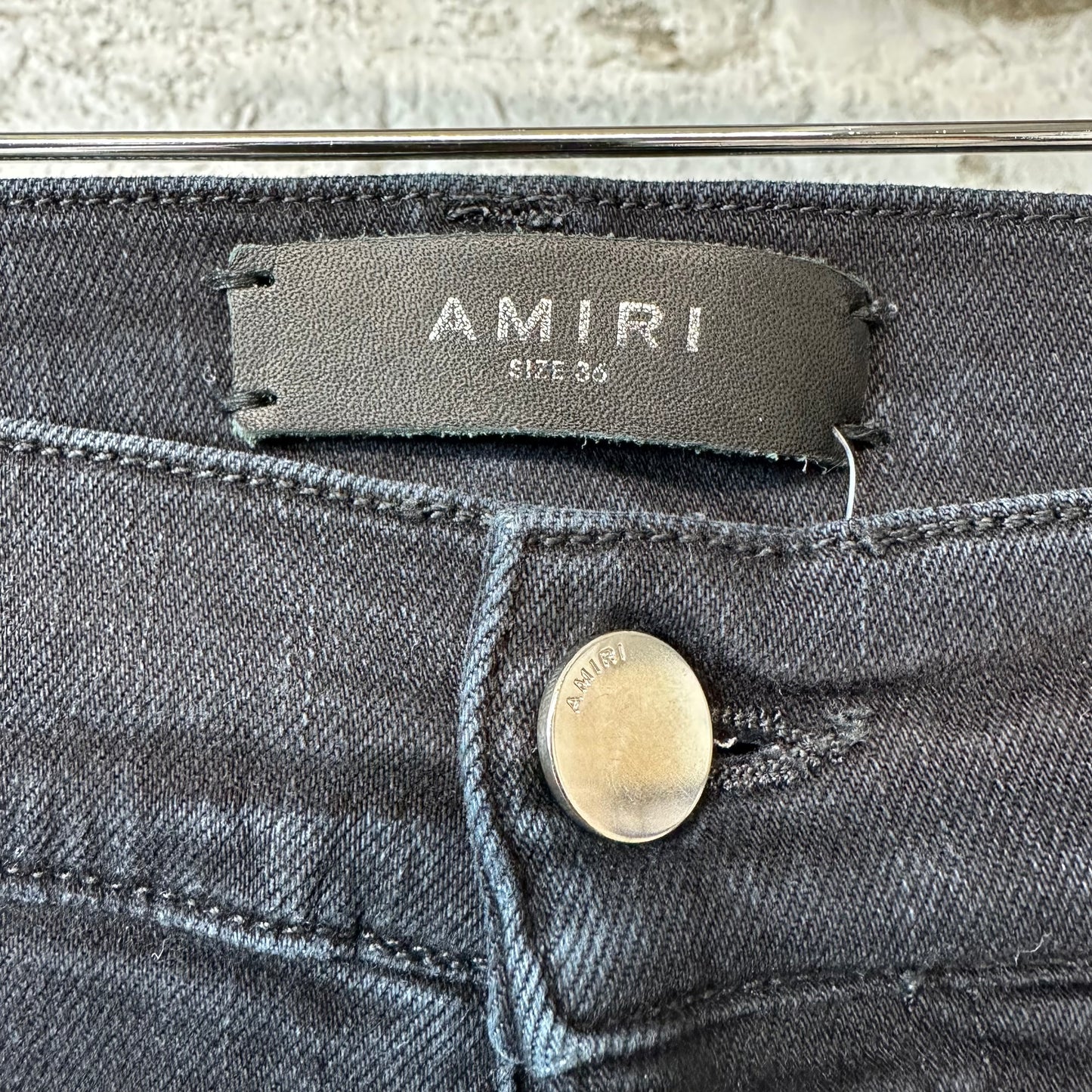 Amiri MX1 Black White Woven Black Denim Jeans Sz 36