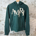 Amiri Cream Leather Spell Hoodie Green Sz M