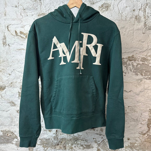 Amiri Cream Leather Spell Hoodie Green Sz M
