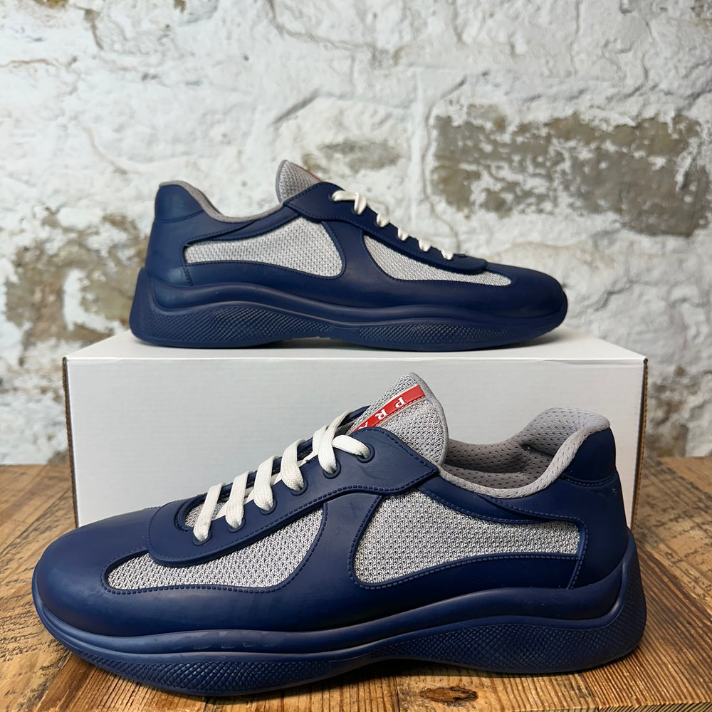 Prada Americas Cup Navy Rubber Grey Sneaker Sz 10 (43)