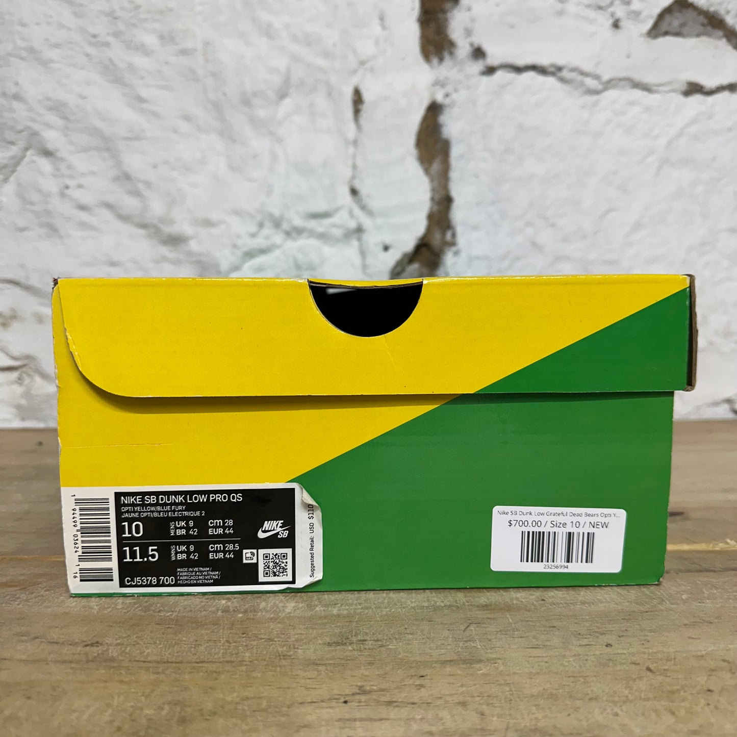 Nike SB Dunk Low Grateful Dead Bears Opti Yellow Sz 10 DS