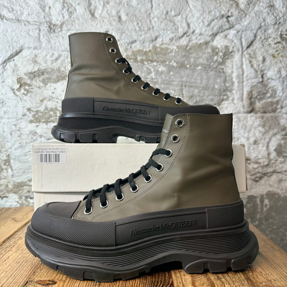 Alexander Mcqueen High Olive Black Tread Boot Sz 9 (42)