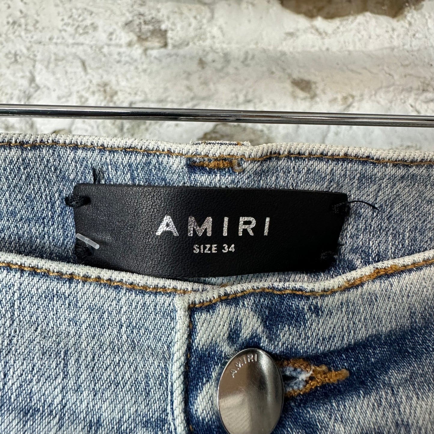 Amiri Multicolor Paisley Patches Washed Blue Denim Jeans Sz 34