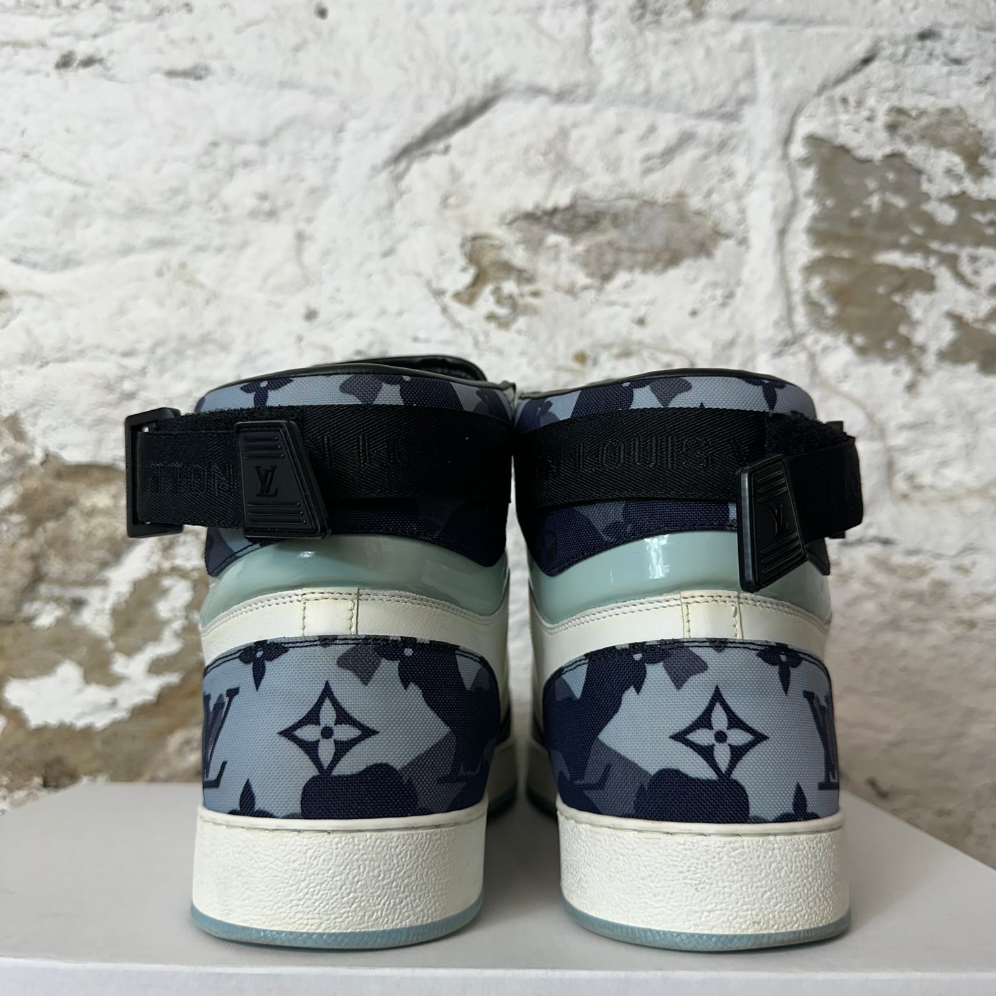 Louis Vuitton High Blue Camo White Black Rivoli Sneaker Sz 10 (8.5LV)