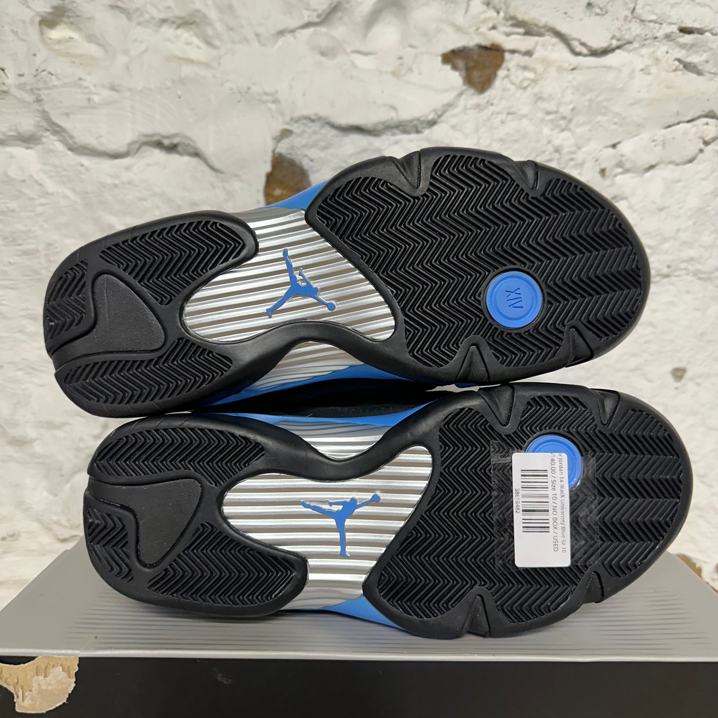 Air Jordan 14 Black Univeristy Blue Sz 10