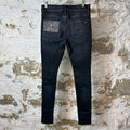 Amiri MX1 Grey Paisley Patches Black Denim Jeans Sz 30