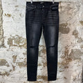 Amiri Knee Rip Faded Black Denim Jeans Sz 34