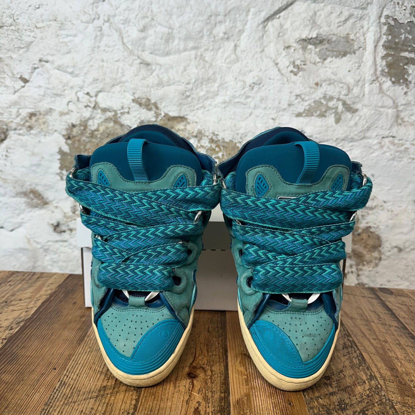Lanvin Curb Teal Lace Blue Sneaker Sz 9 (42) No Box