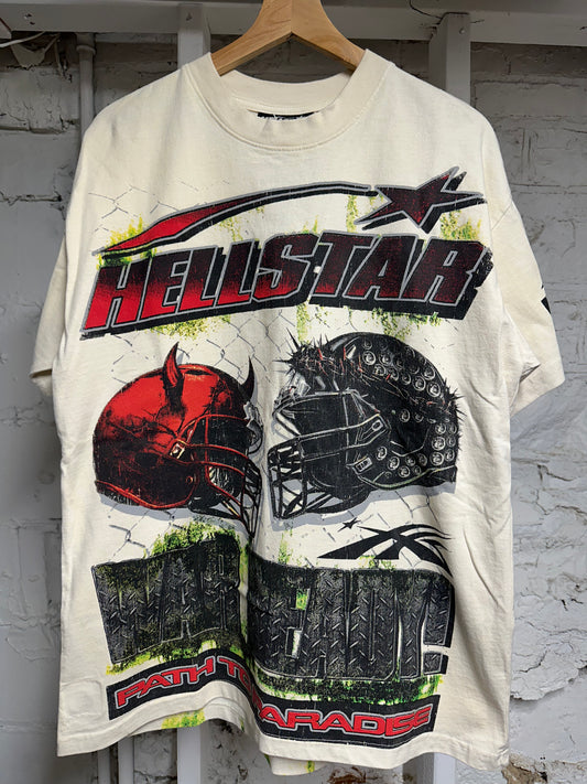 Hellstar Football T-shirt Cream Sz S