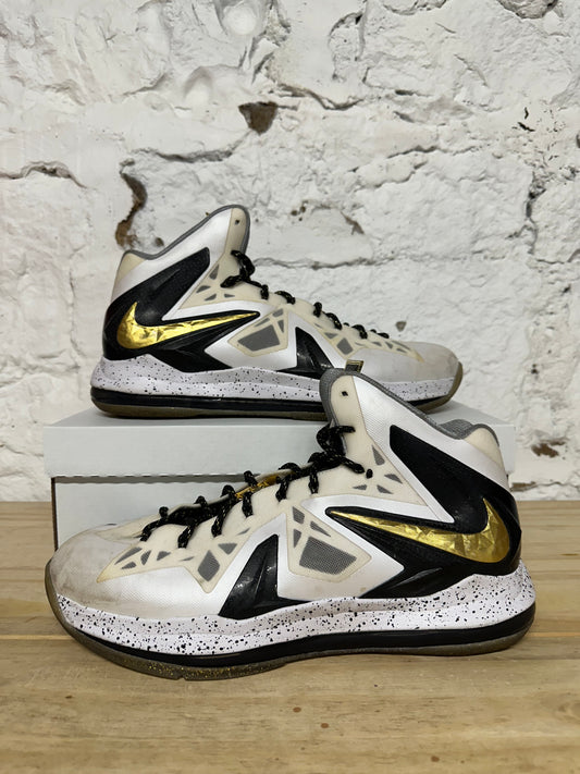 Nike Lebron 10 PS Elite White Gold Sz 12.5