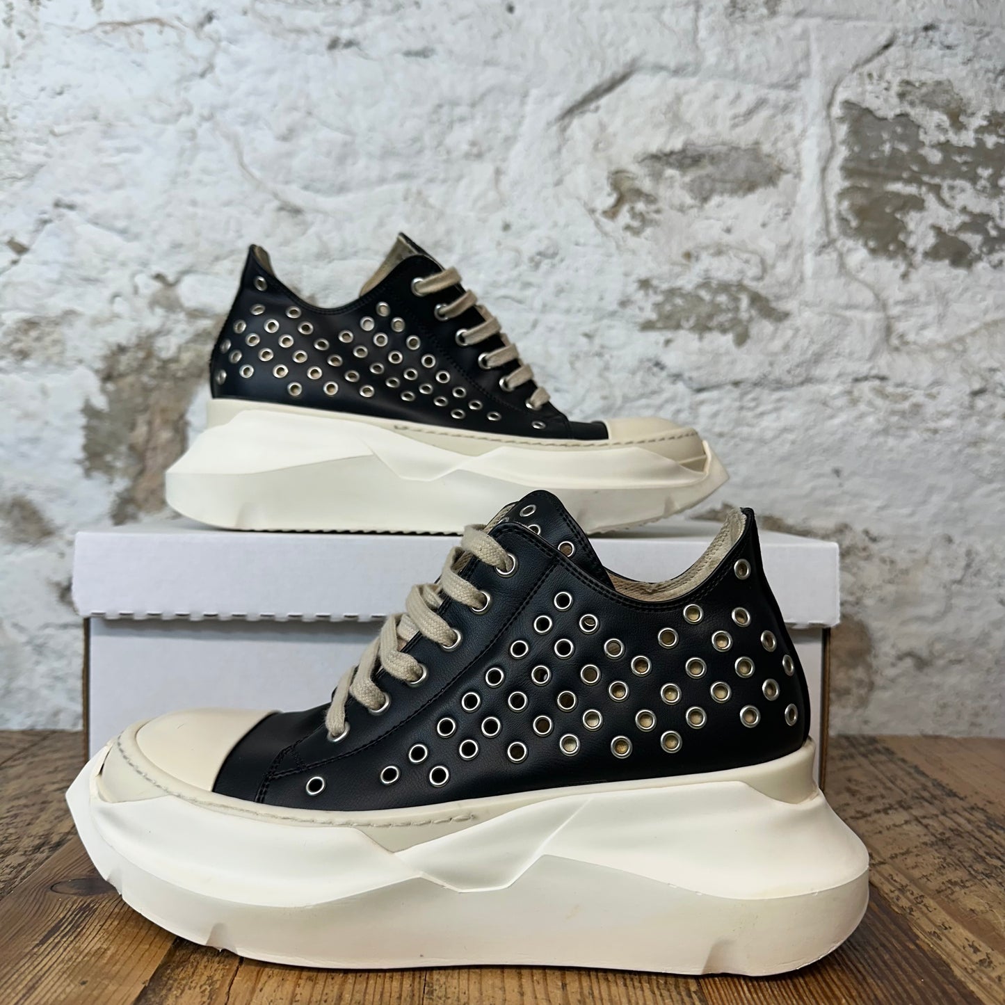 Rick Owens Abstract Eyelette Black Milk Sneaker Sz 6 (38)