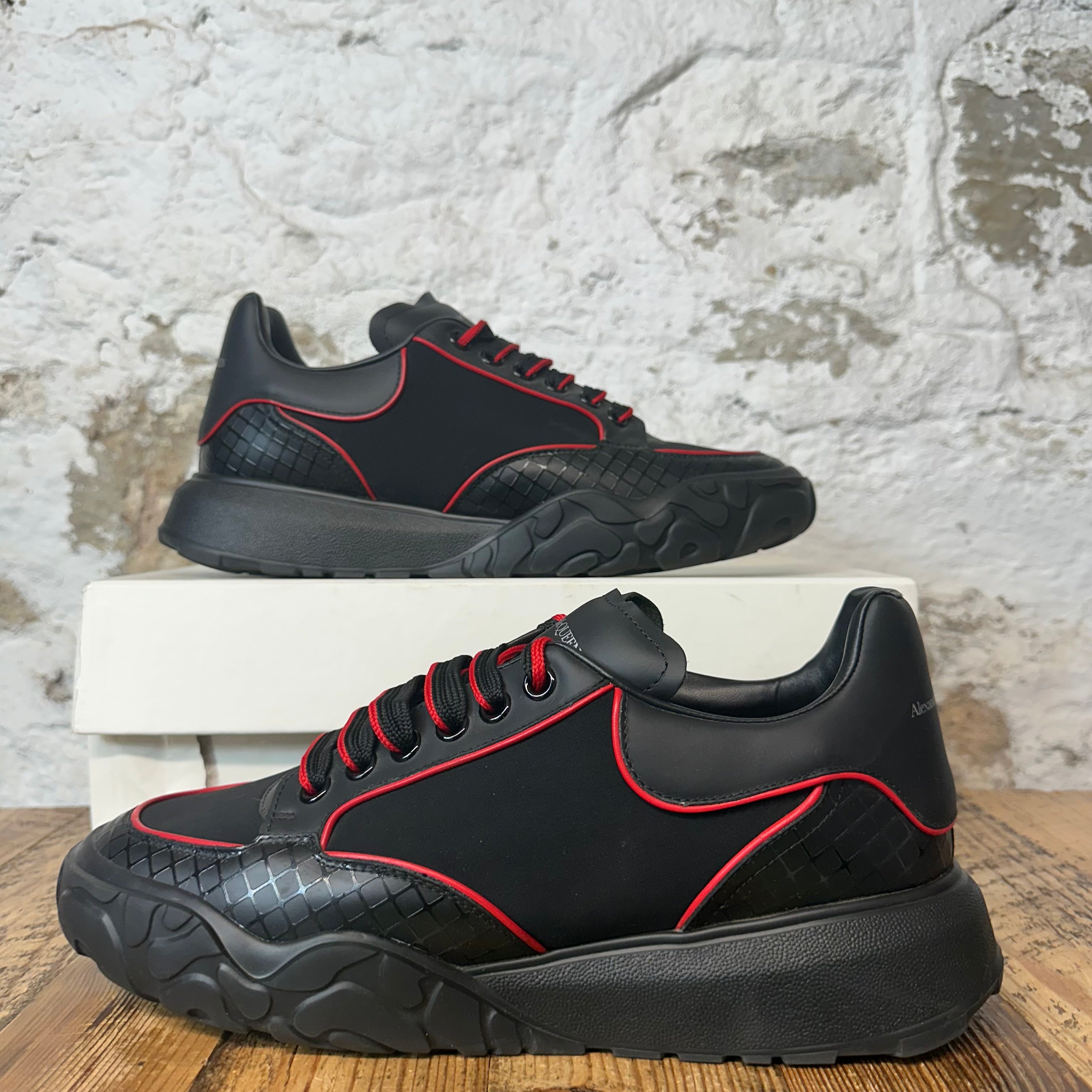 Alexander Mcqueen Black Red Nappa Joey Sneaker Sz 10.5 (43.5)