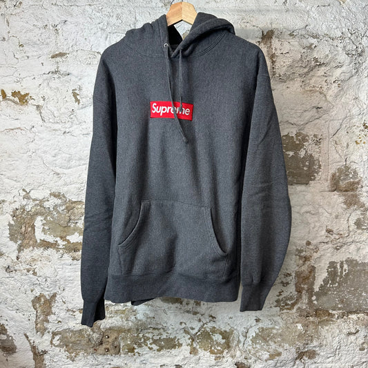 Supreme Red Box Logo Dark Grey Hoodie Sz M