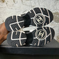 Chanel CC Black Grey White Trainer Sneaker Sz 4.5 (36.5)