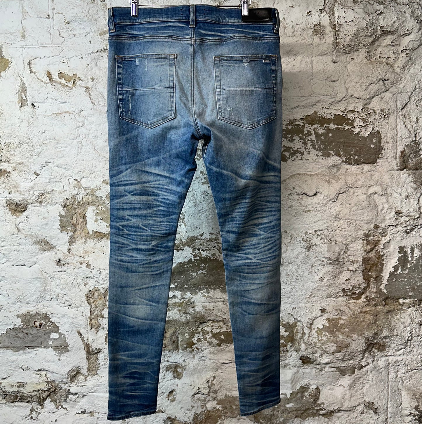 Amiri Plain Blue Honeycomb Denim Jeans Sz 36