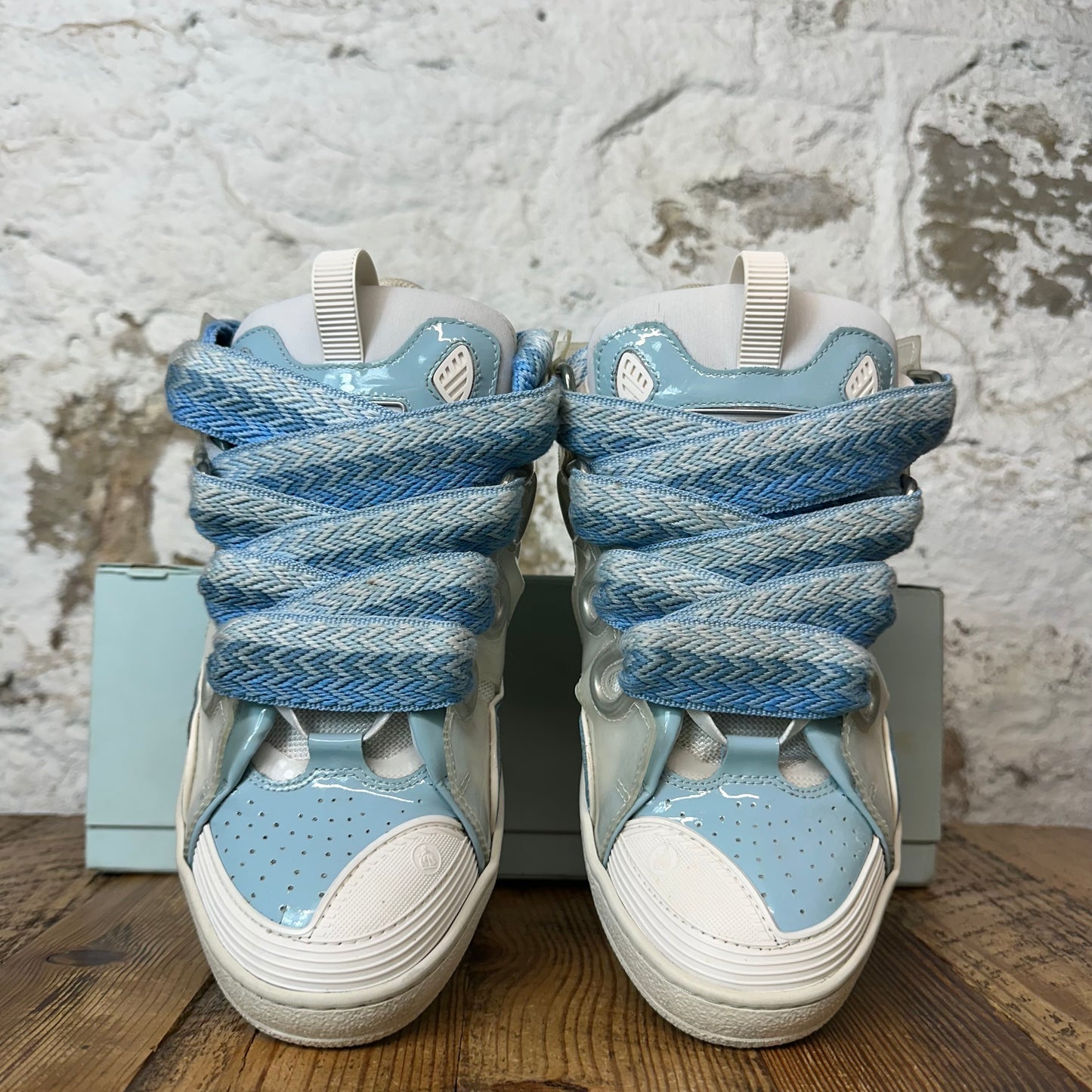 Lanvin Curb Light Blue Lace Clear White Blue Sneaker Sz 9 (42)