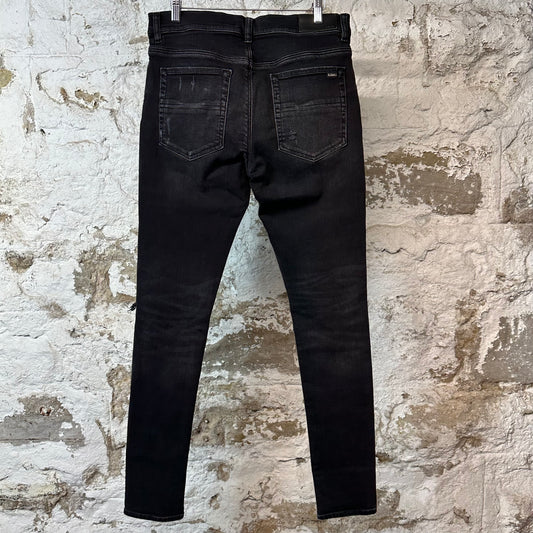 Amiri MX1 Black Woven Black Denim Jeans Sz 32