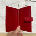 Gucci Red Monogram Button Wallet