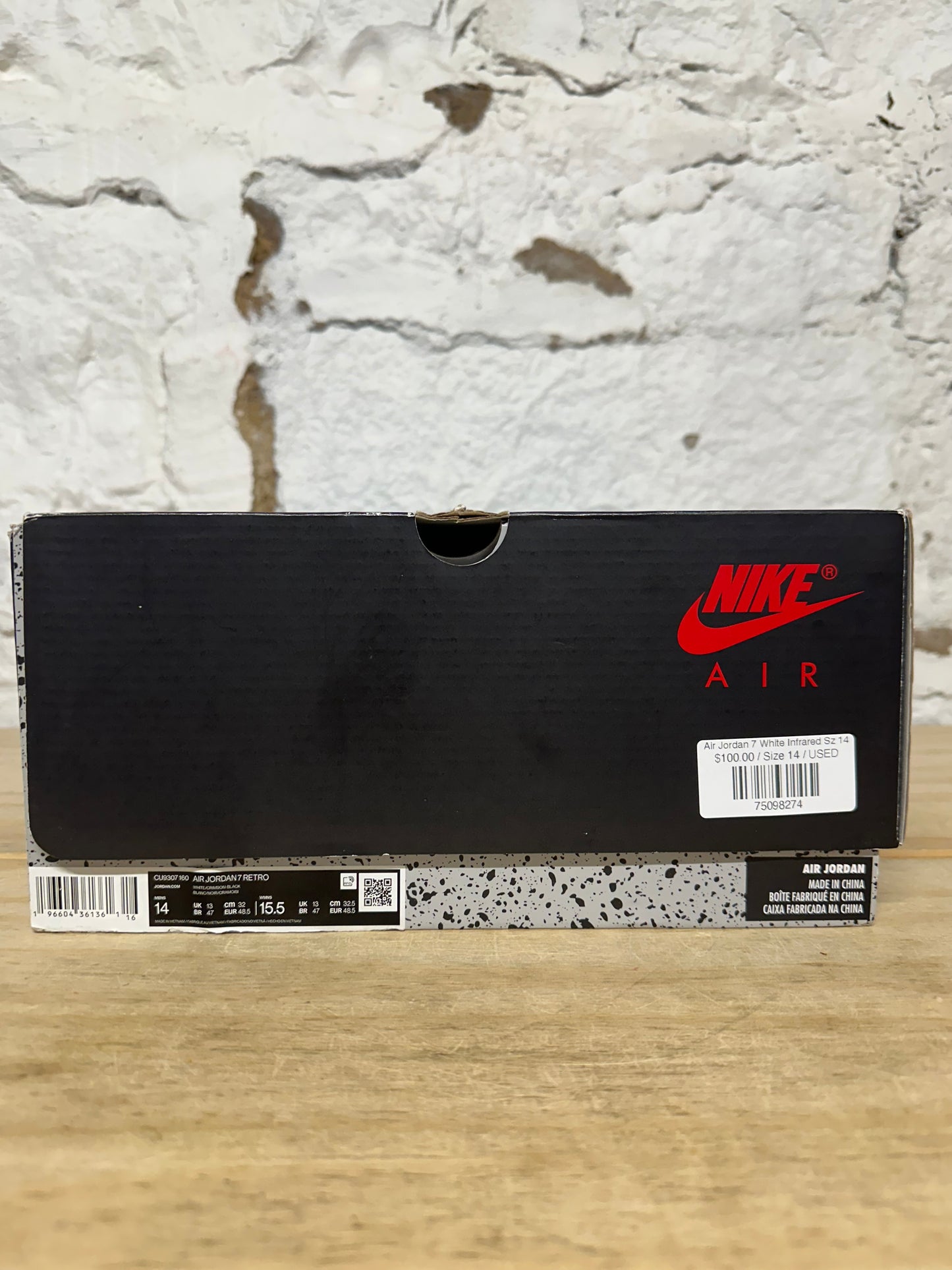 Air Jordan 7 White Infrared Sz 14