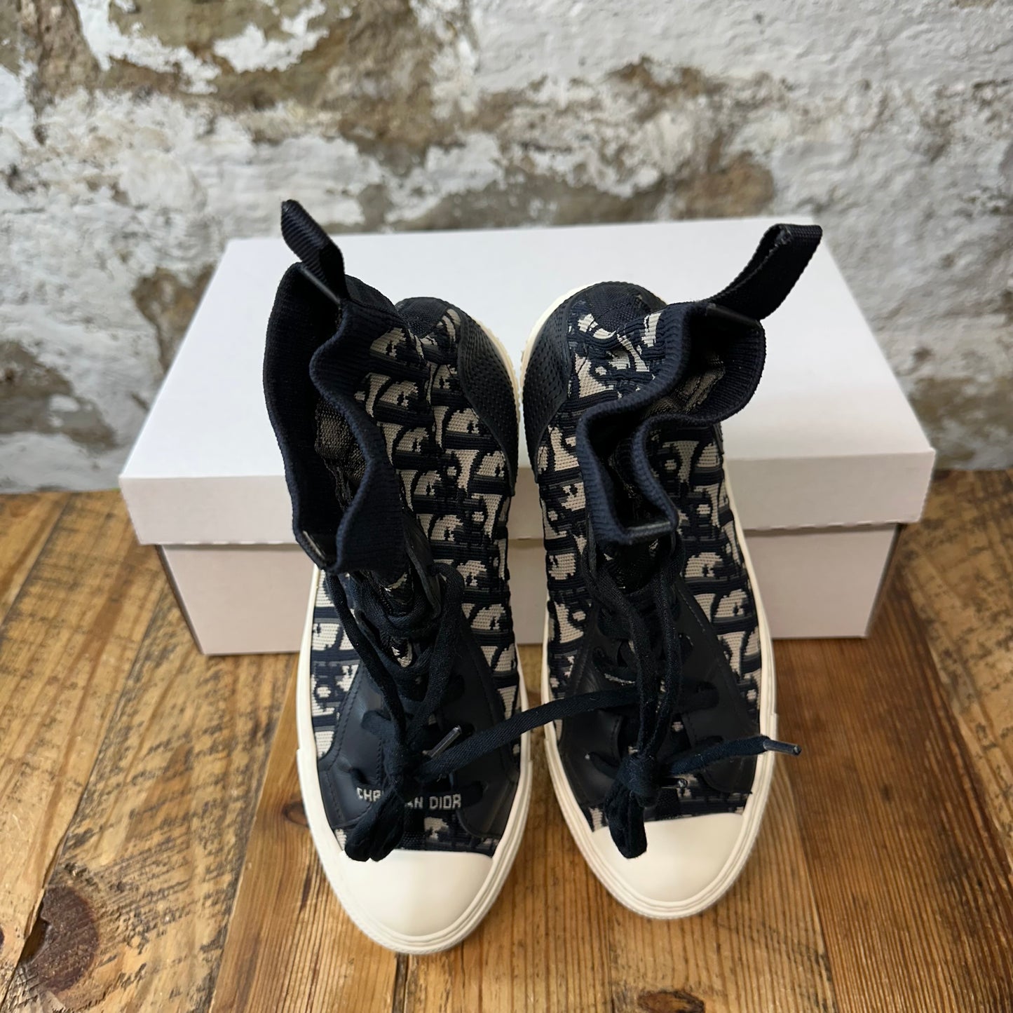 Dior High Walk n Dior Black Oblique White Sneaker Sz 5.5 (37.5)