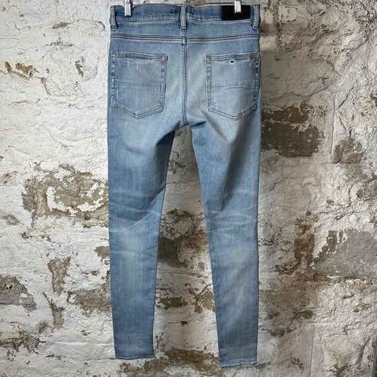 Amiri MX1 Grey Orange Plaid Blue Denim Jeans Sz 30