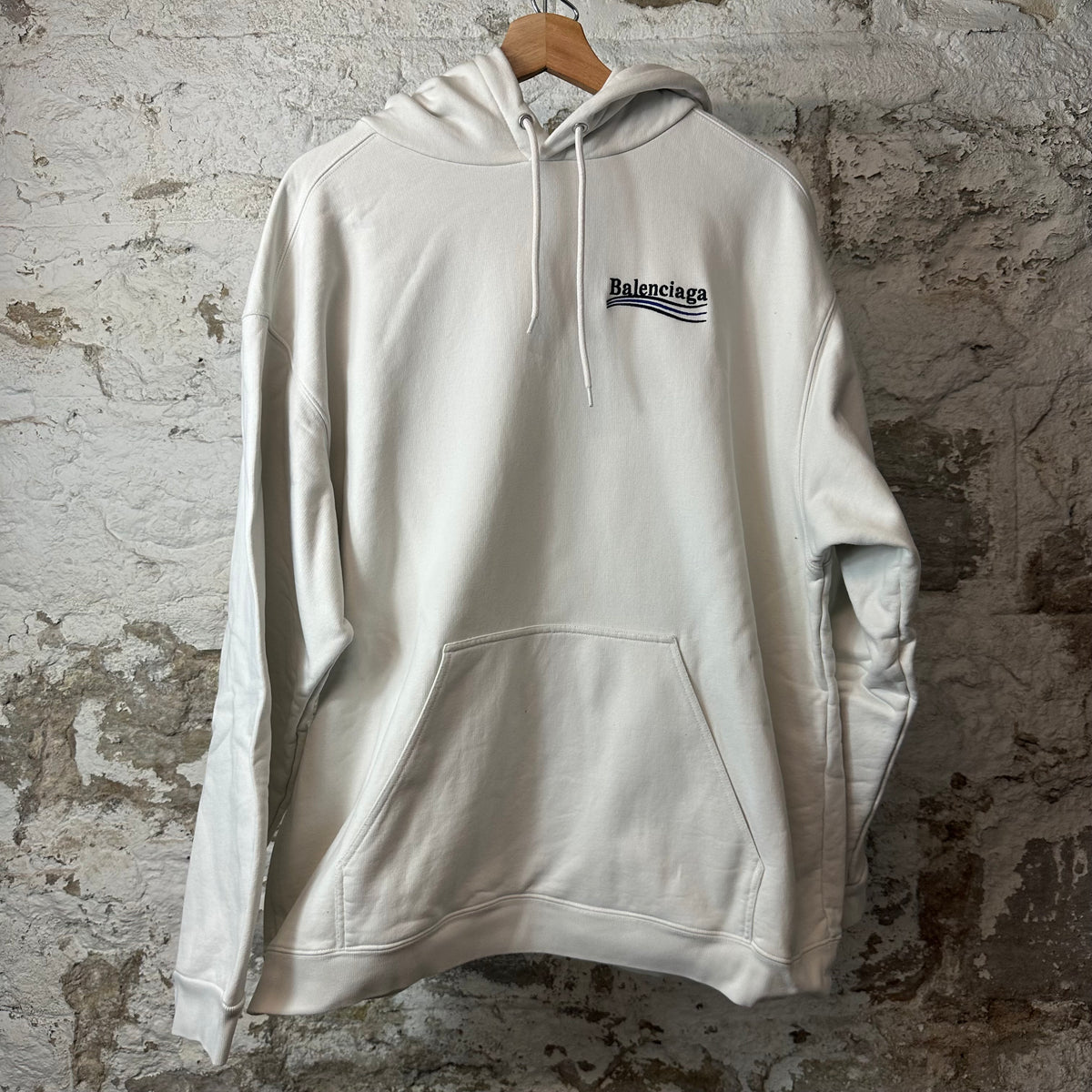 Balenciaga Political Logo White Hoodie Sz XL