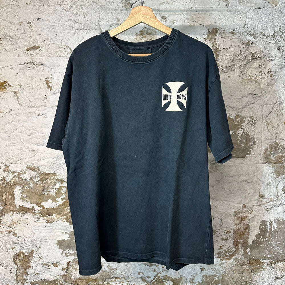 Rhude Boys Cross Black T-Shirt Sz L