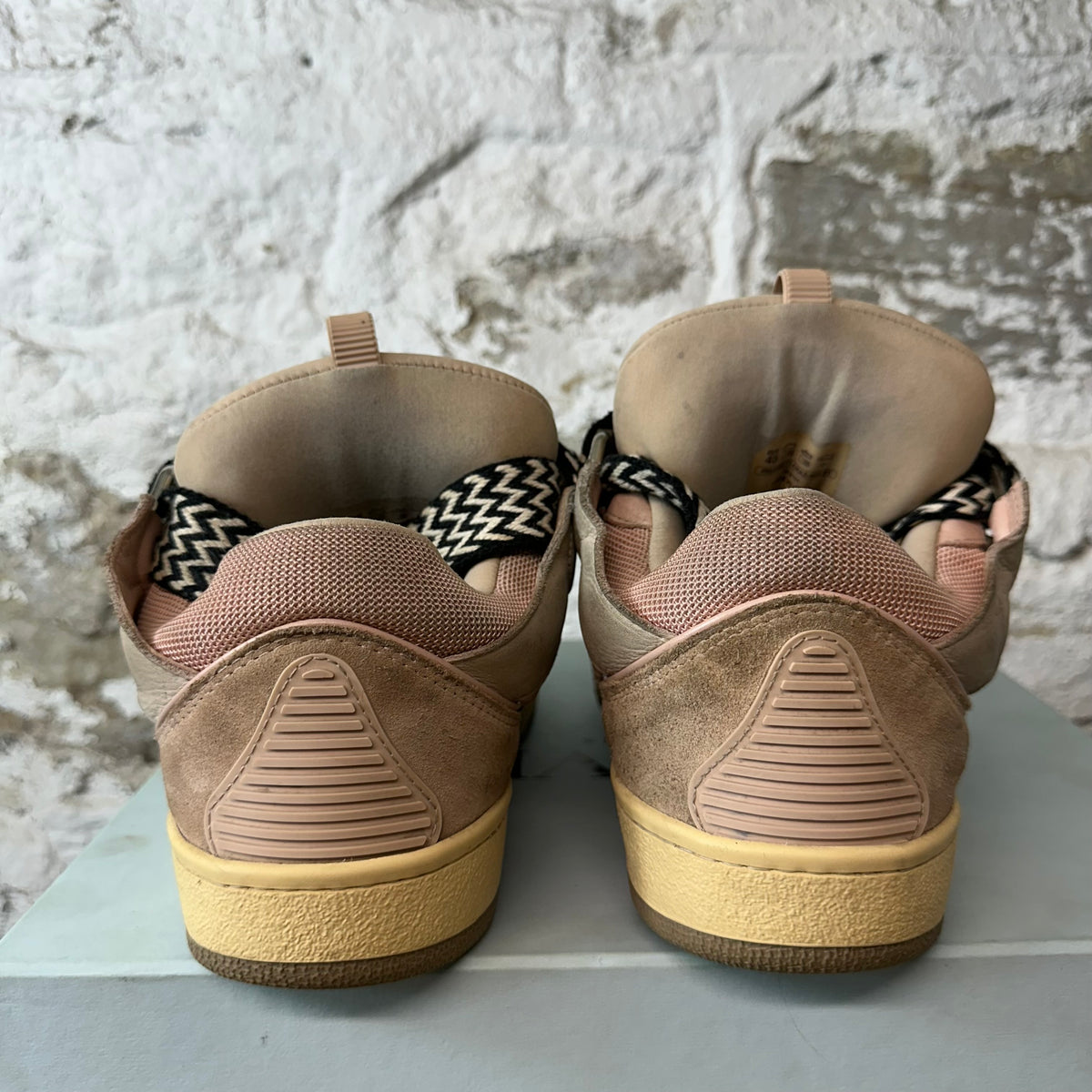 Lanvin Curb Black White Lace Pink Sneaker Sz 12 (45)