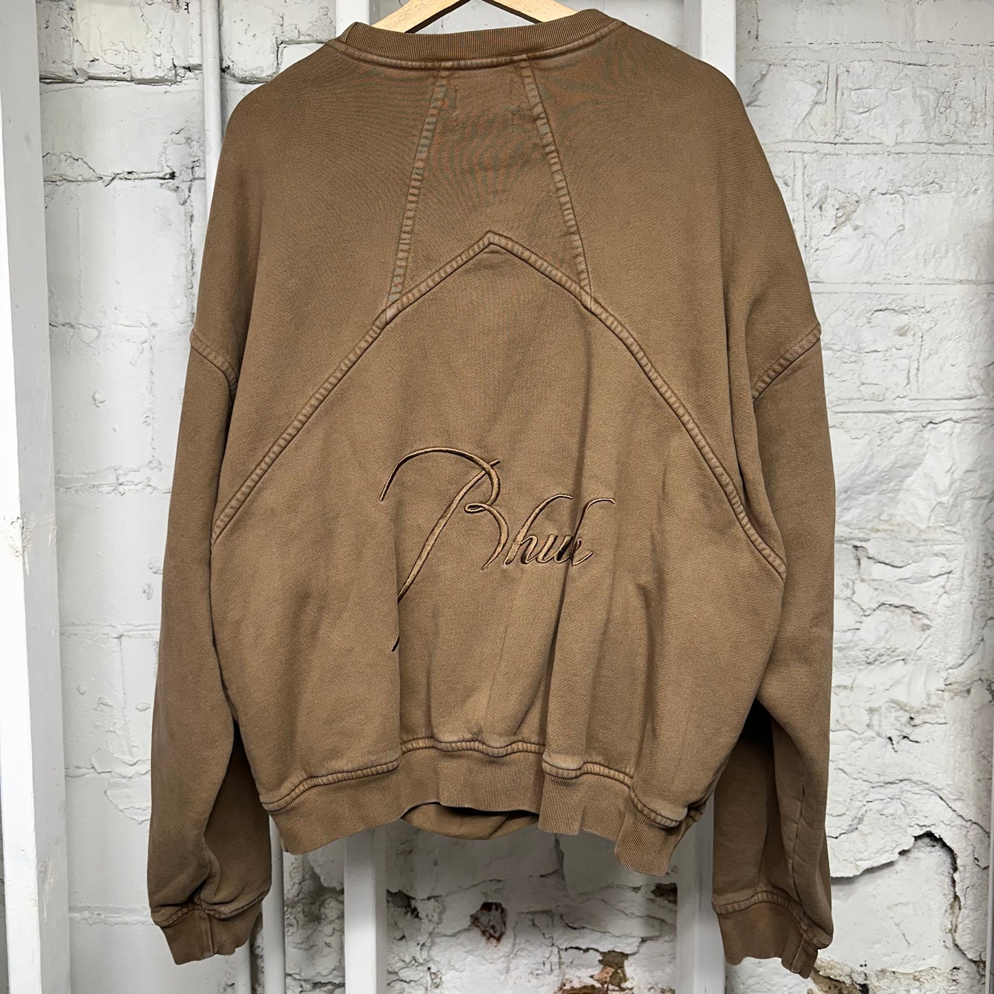 Rhude Brown Script Crewneck Sz S