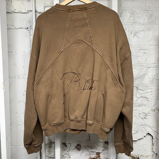 Rhude Brown Script Crewneck Sz S