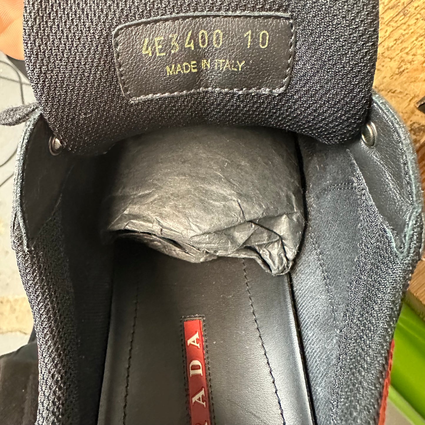 Prada Americas Cup Black Red Patent Black Sneaker Sz 10