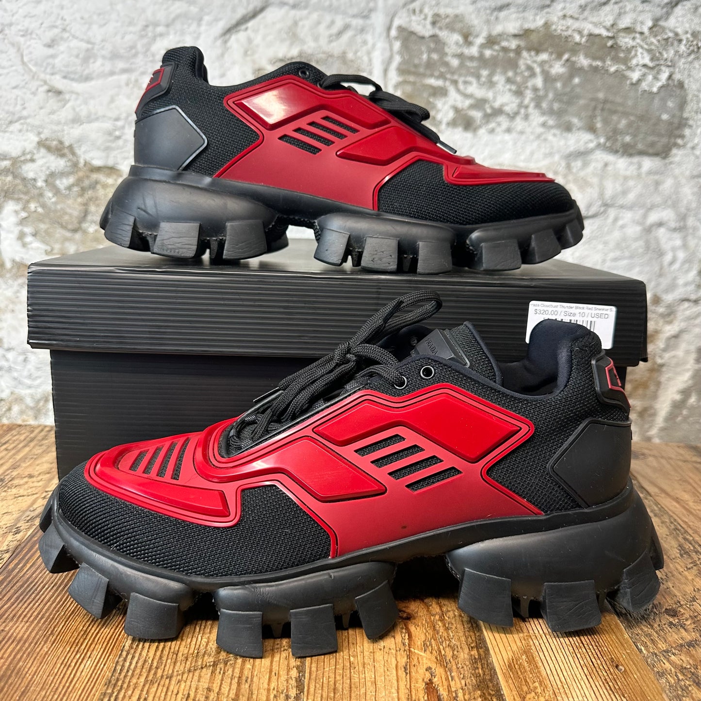 Prada Cloudbust Thunder Black Red Sneaker Sz 10