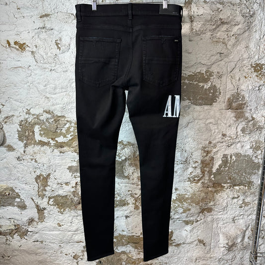Amiri Blue Tie Dye Core Logo Black Denim Jeans Sz 34