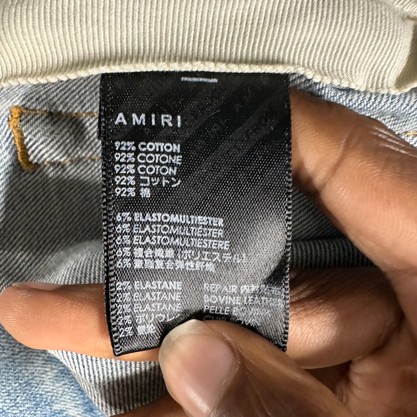 Amiri MX1 Cracked Orange Blue Denim Jeans Sz 29