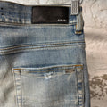 Amiri MX1 Cream Suede Blue Denim Jeans Sz 30