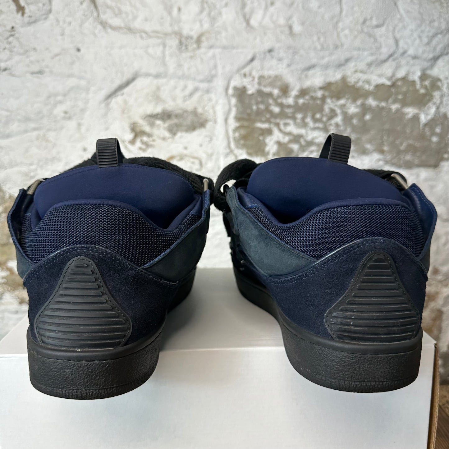 Lanvin Curb Black Lace Navy Sneaker Sz 11 (44)