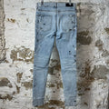 Amiri MX1 Denim Paint Splatter Blue Denim Jeans Sz 33