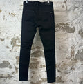 Amiri MX1 Black Leather Black Denim Jeans Sz 31