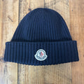 Moncler Small Logo Navy Knit Beanie