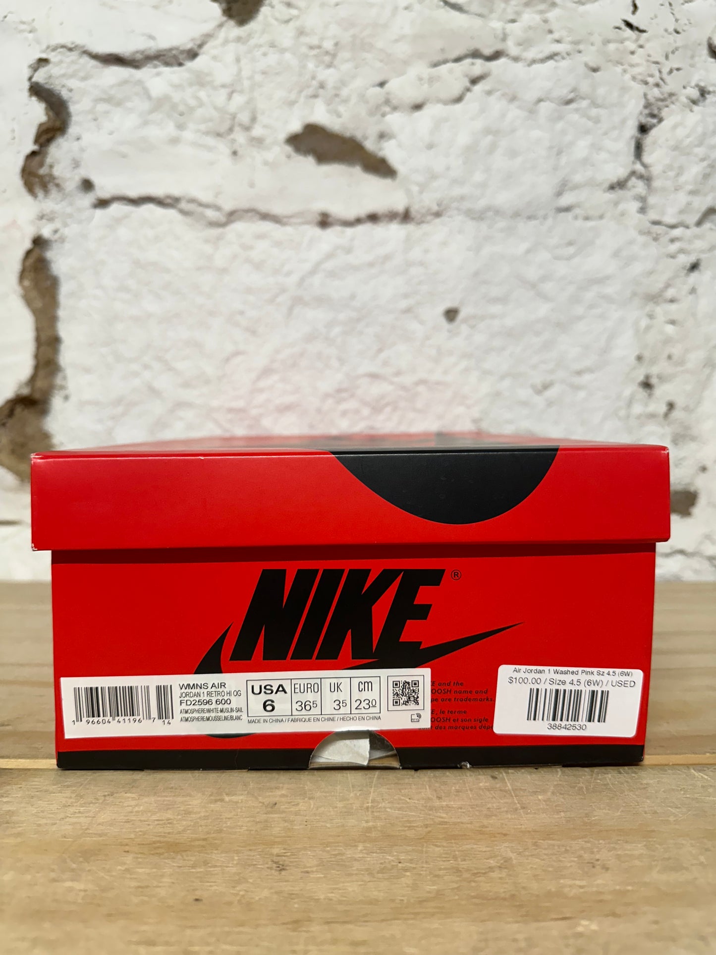 Air Jordan 1 Washed Pink Sz 4.5 (6W)