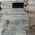 Amiri MX1 Black Leather Washed Blue Denim Jeans Sz 29