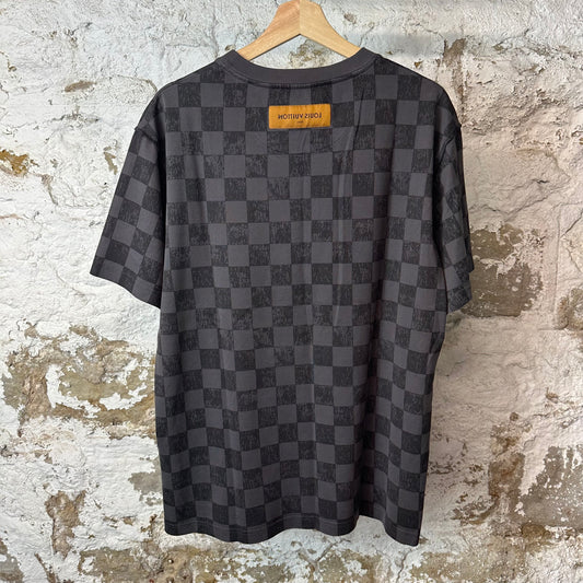 Louis Vuitton Black Grey Damier T-Shirt Sz XL