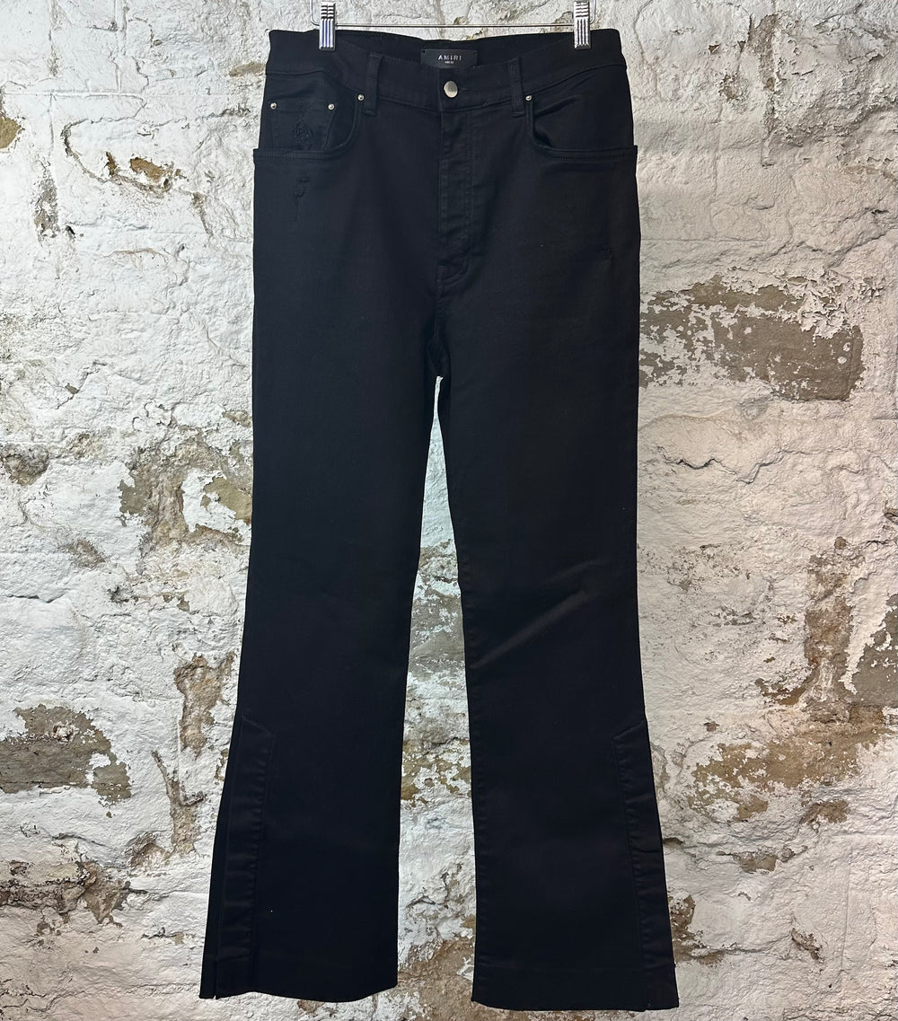 Amiri Plain Black Flare Denim Jeans Sz 32