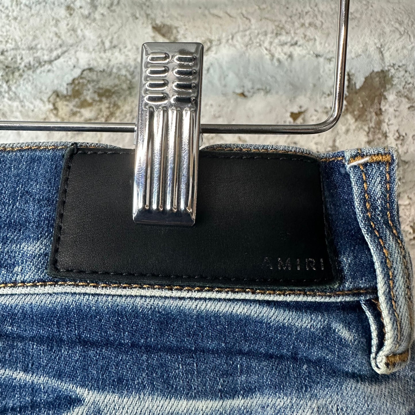 Amiri Paisley Core Logo Blue Denim Jeans Sz 30