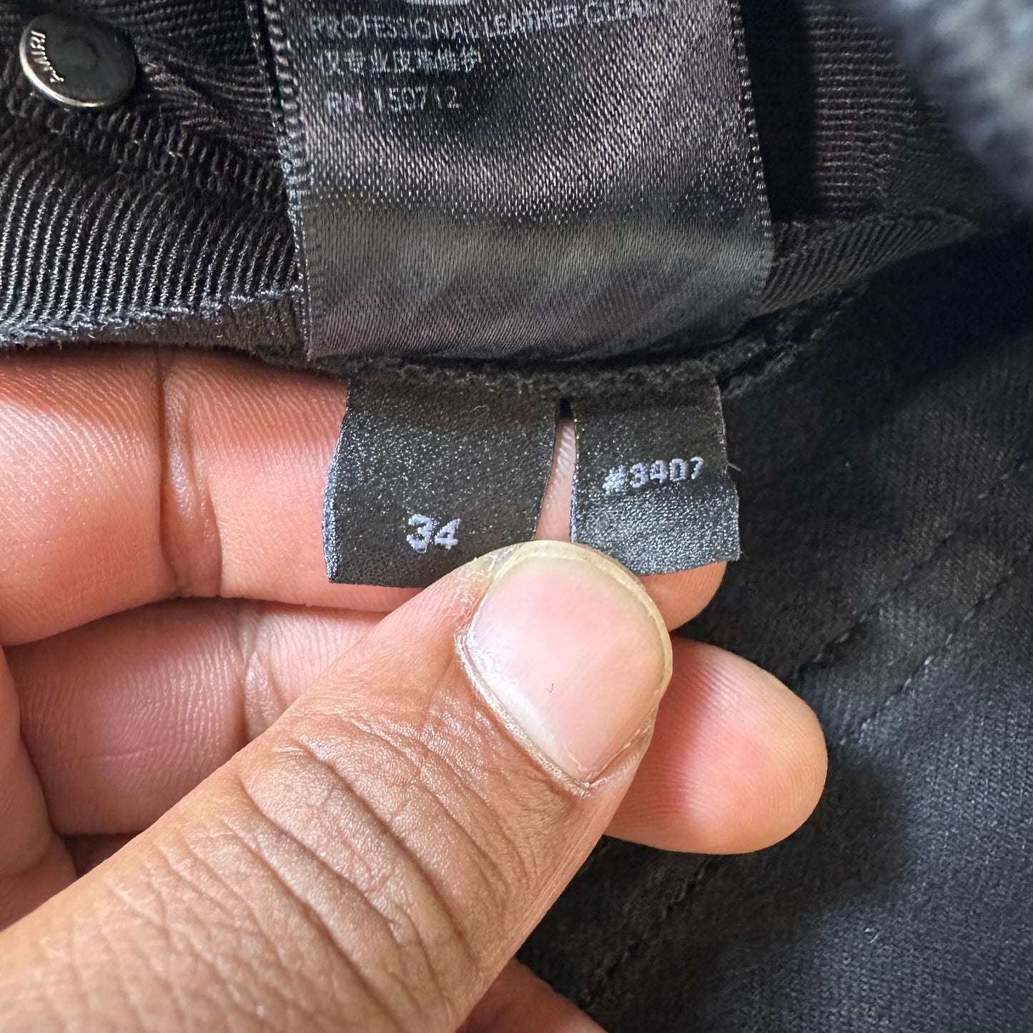 Amiri MX1 Black Leather Black Waxed Denim Jeans Sz 34
